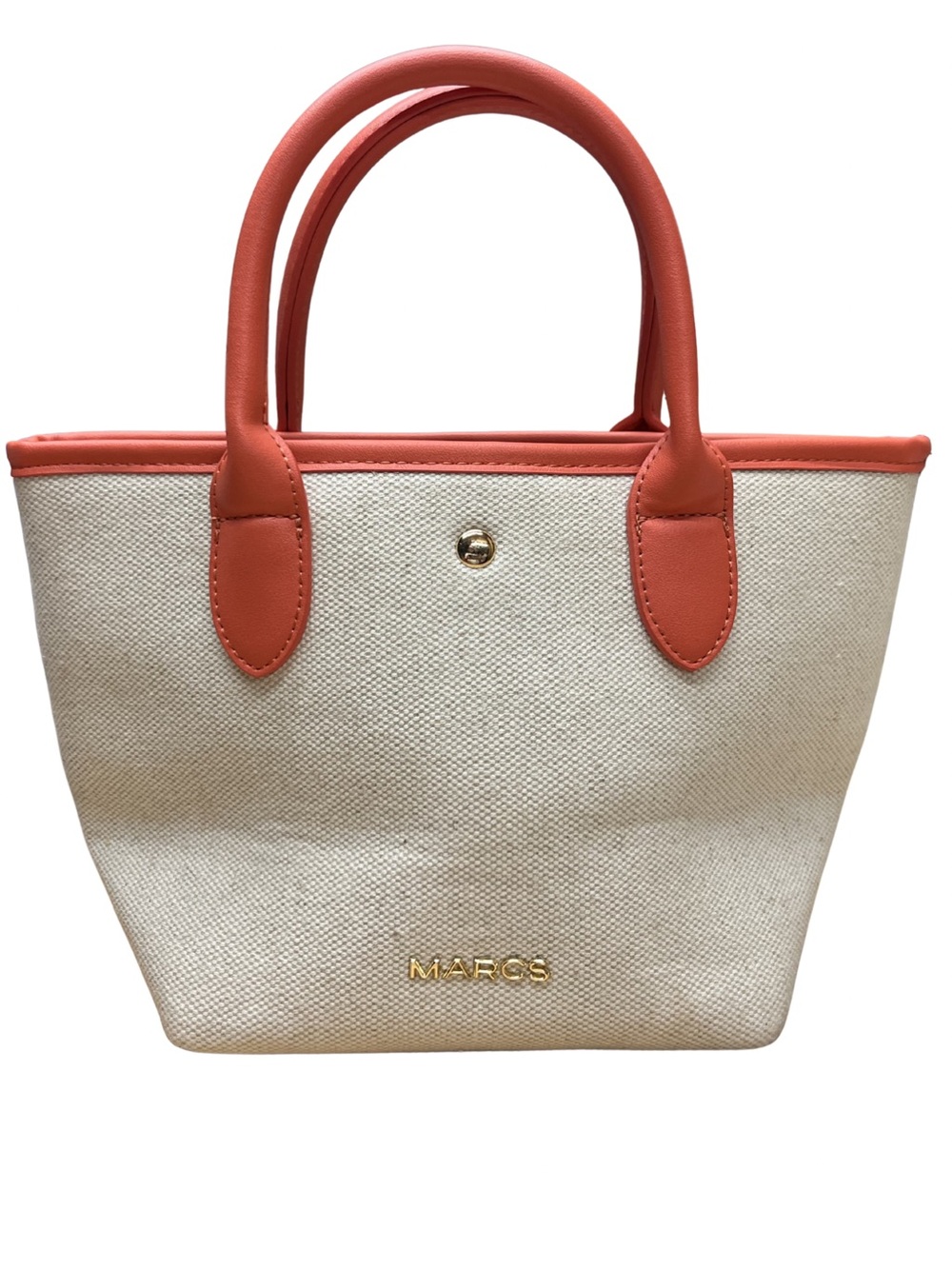 MARCS Cream and Coral Leather-Trim Tote
